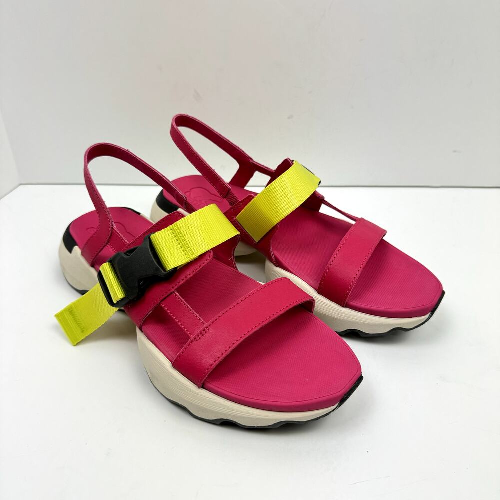 NEW Sorel Kinetic Impact Pink & Neon Yellow Outdoor Performance Sling Sandals - Picture 8 of 13